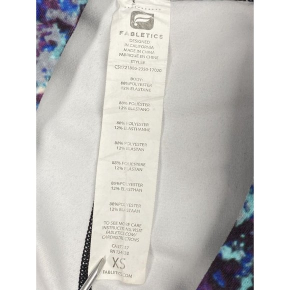 Fabletics XS Alessia Capri Walking On Air Print Mesh Panels Tie Dye Blue - Picture 3 of 10